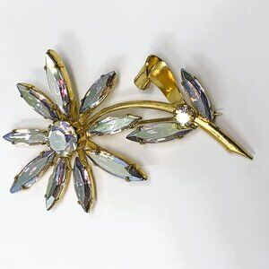 Unsigned Aurora Borealis Flower Brooch